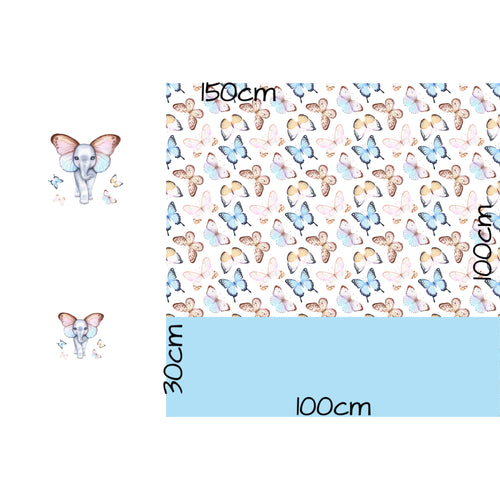 ROUND 53 - 1m Elephant & Butterflies Panel