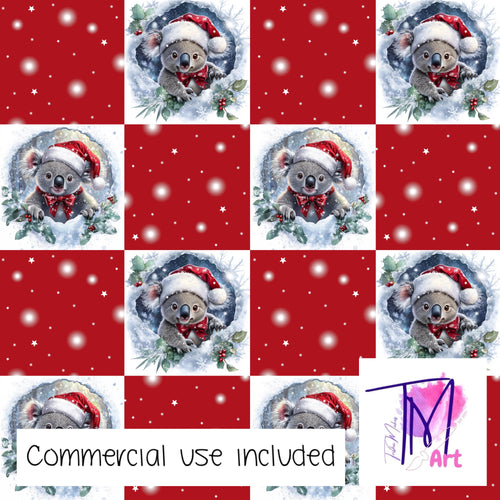 321 - Xmas Koala Checkers Red (UNLIMITED)