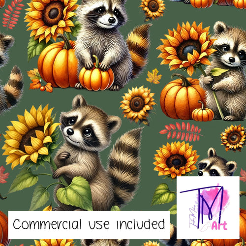 331 - Fall Raccoons on Sage (UNLIMITED)