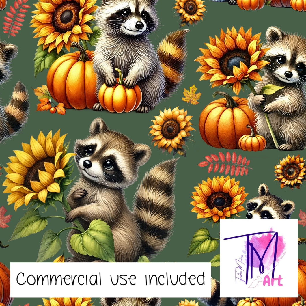 331 - Fall Raccoons on Sage (UNLIMITED)