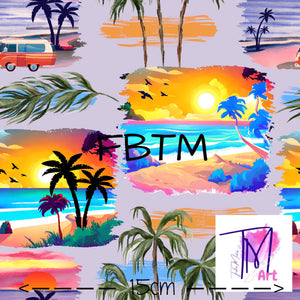 THEME #27 - Exclusive Tropical Beach Scene on Lilac