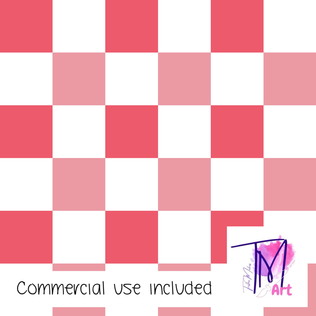 136 Pink Highland Cow Coord Checker Print - Seamless Pattern (UNLIMITED)
