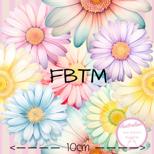 ROUND 63 - ABMS Daisies on Pink & Lemon Stripes