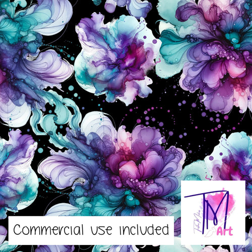 424 - Purple Teal Splashes on Black (UNLIMITED)