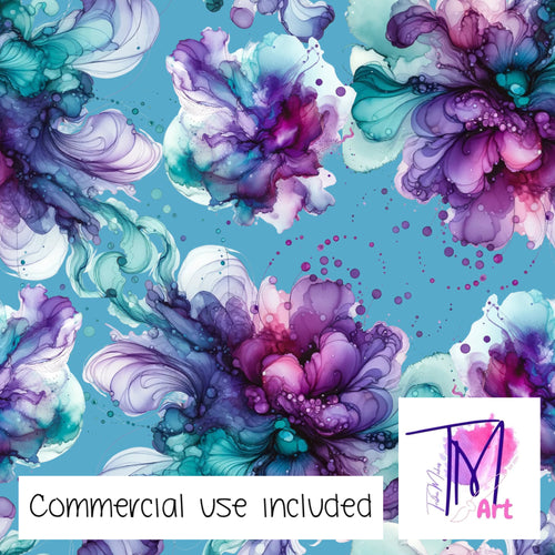 425 - Purple Teal Splashes on Blue (UNLIMITED)