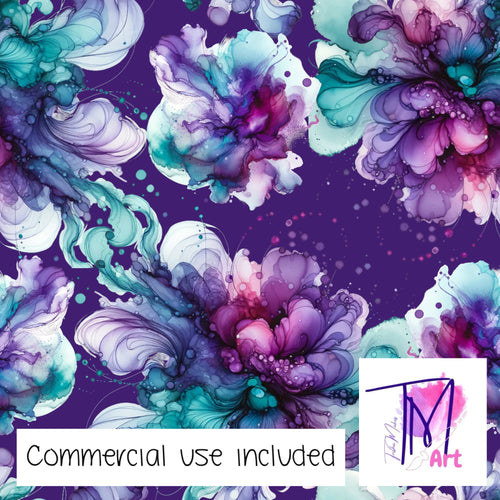 426 - Purple Teal Splashes on Purple (UNLIMITED)