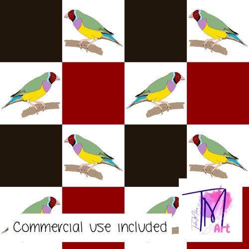 109 Gouldian Checkers #3 - Seamless Pattern (UNLIMITED)