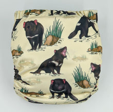 Load image into Gallery viewer, ROUND 17 - Exclusive Tassie Devil Tess on Yellow TCP Top Coat Polyester (.82m REMNANT)