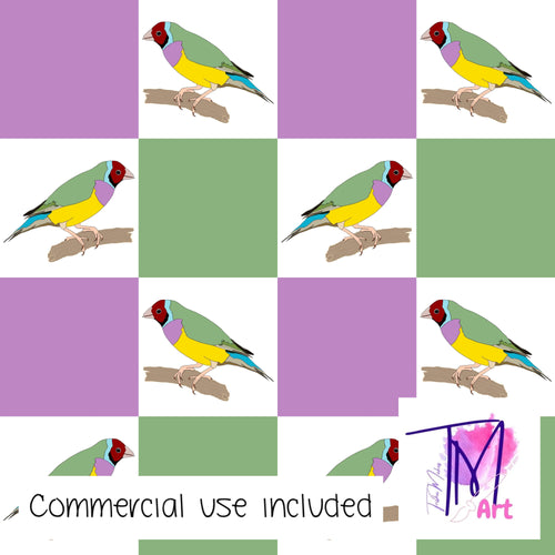 107 Gouldian Checkers - Seamless Pattern (UNLIMITED)