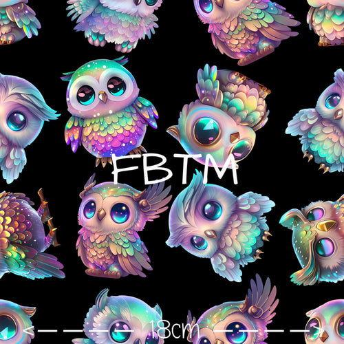 ROUND 36 - Shimmering Owls on Black