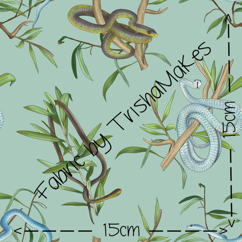 THEME RND 16 - EXCLUSIVE Greg the Greenie Tree Snake on Mint (.45cm PUL REMNANT)