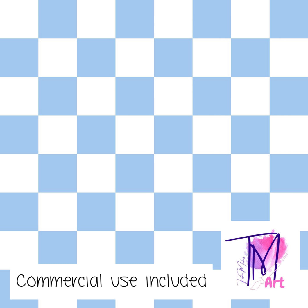098 Pastel Blue Checkers - Seamless Pattern (UNLIMITED)