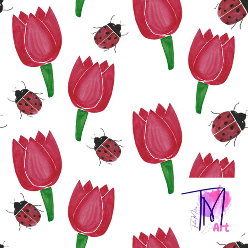 002 Tulips & Ladybirds - Seamless Pattern (UNLIMITED)