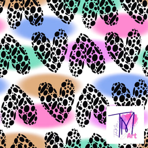 052 Black and White Dotted Hearts on Pastel - Seamless Pattern (UNLIMITED)