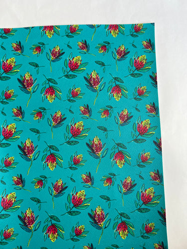 A4 Sheet SZW Vinyl - Mini Exclusive Painted Protea on Aqua