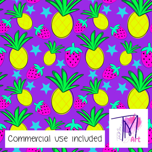 066 Neon Fruit on Purple - Seamless Pattern (UNLIMITED)