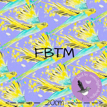 Load image into Gallery viewer, ROUND 29 - Exclusive Watercolour Budgies on Purple PUL