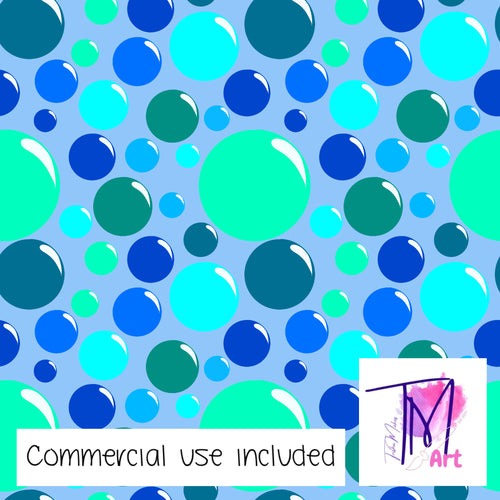 058 Bubbles on Blue- Seamless Pattern (UNLIMITED)