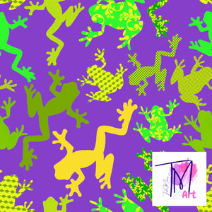 018 Neon Frogs on Purple - Seamless Pattern (UNLIMITED)