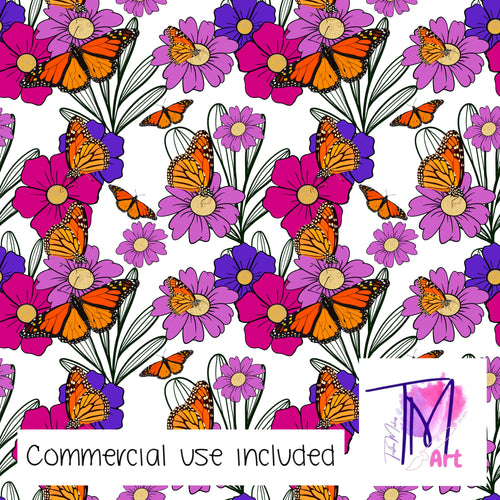 053 Monarch Floral - Seamless Pattern (UNLIMITED)