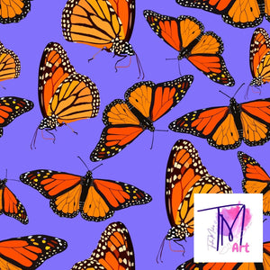 010 Scattered Monarchs on Purple- Seamless Pattern (LIMITED)