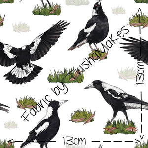 Magpie Fabric, Australian Bird Fabric