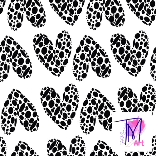 050 Black and White Dotted Hearts - Seamless Pattern (UNLIMITED)