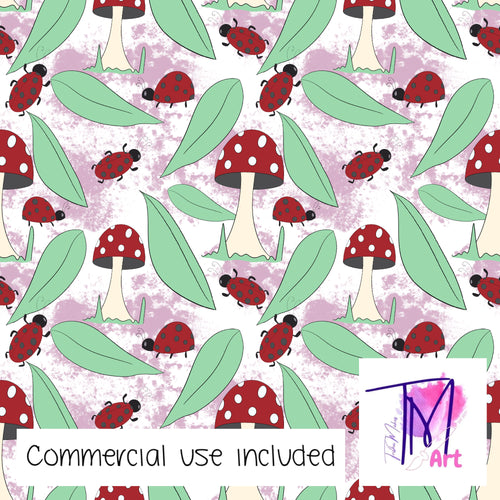 083 LadyBird on Pink - Seamless Pattern (UNLIMITED)