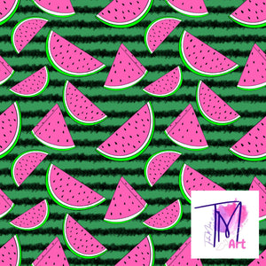 041 Watermelon Slices on Green - Seamless Pattern (UNLIMITED)