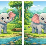 Observation Game: Spot Differences in Elephant Pictures