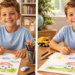 Spot the Difference Challenge: Find 3 Changes in This Boy Drawing in 7 Seconds